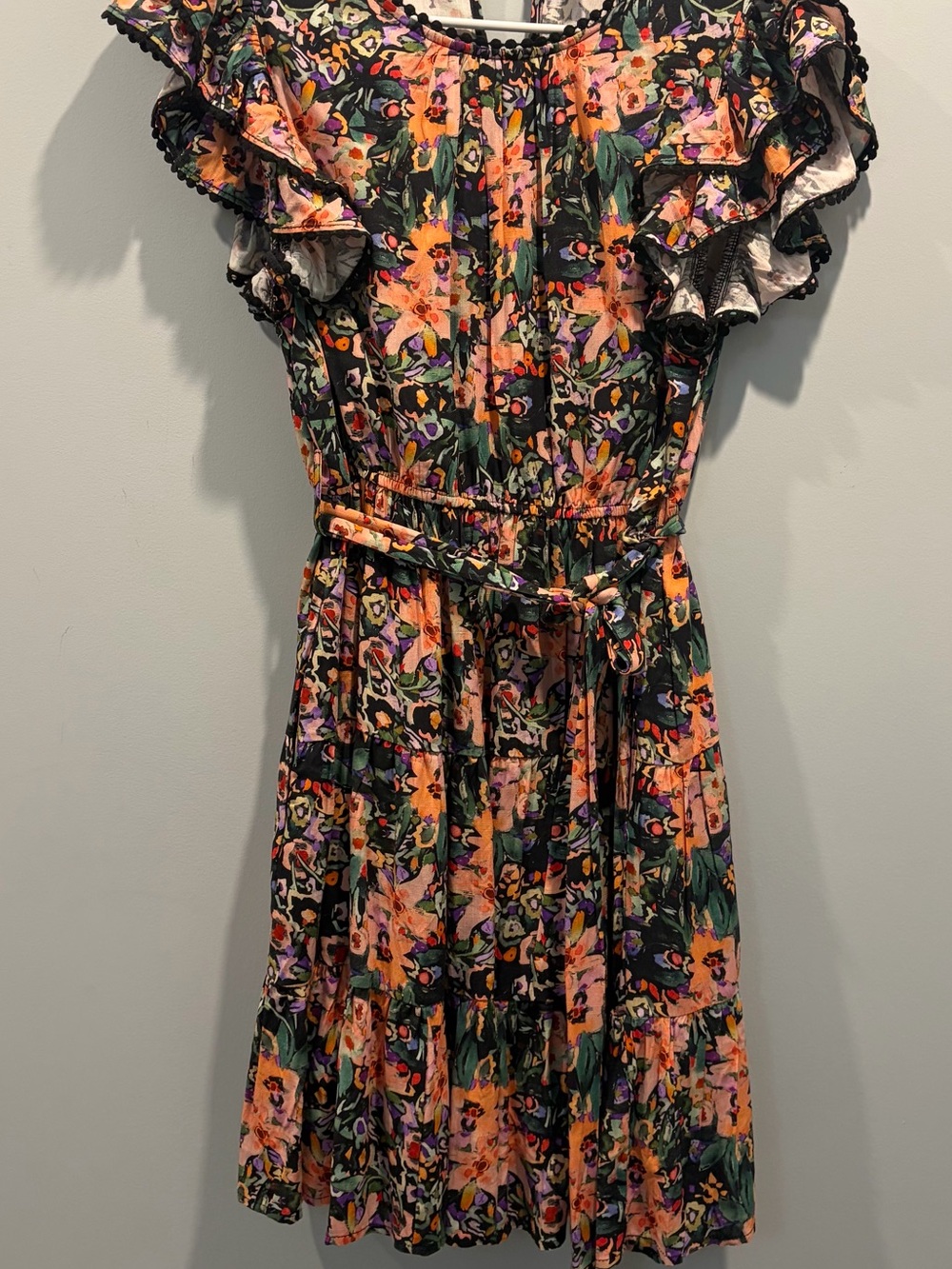 Hudson Gray Floral Ruffle Trim Tiered Dress Size Small
